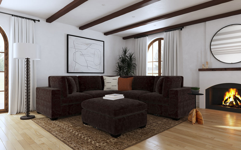Lakeview - 6 Piece Upholstered Modular Sectional - Chocolate
