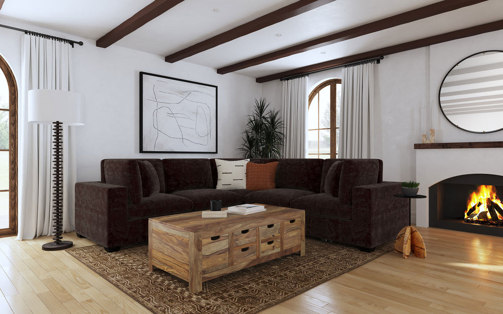 Lakeview - 6 Piece Upholstered Modular Sectional - Chocolate