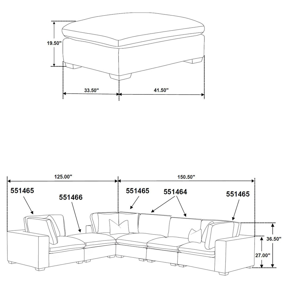 Lakeview - 6 Piece Upholstered Modular Sectional - Chocolate