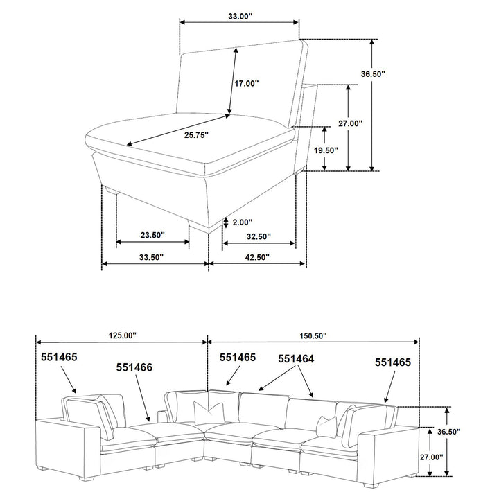 Lakeview - 5 Piece Upholstered Modular Sectional - Chocolate