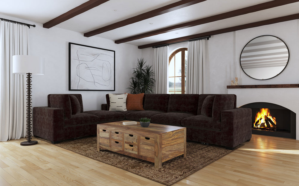 Lakeview - Upholstered Corner Chair - Dark Chocolate