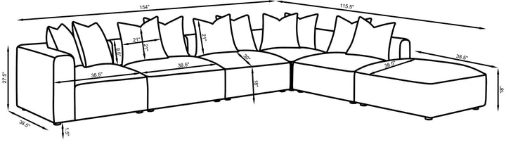 Coaster Furniture 551591-SET Jennifer 6-piece Upholstered Modular Sectional Terracotta