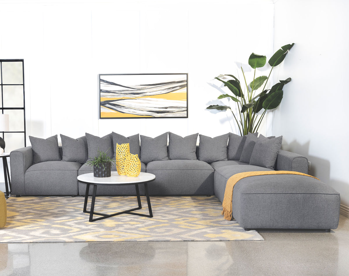 Jennifer - 6 Piece Upholstered Modular Sectional - Gray