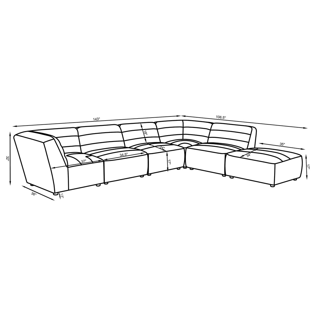 Sunny - 6 Piece Upholstered Modular Sectional Sofa - Natural