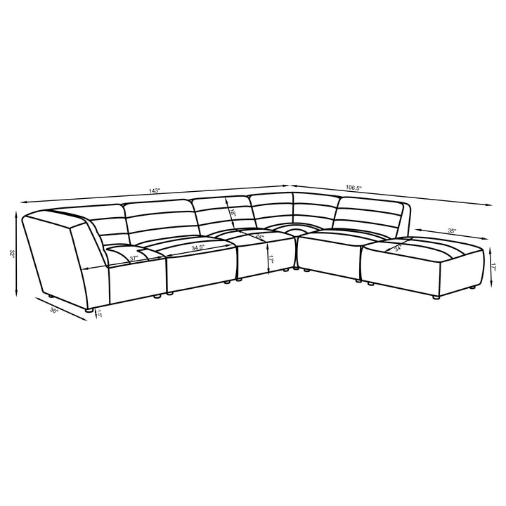 Sunny - 6 Piece Upholstered Modular Sectional Sofa - Natural