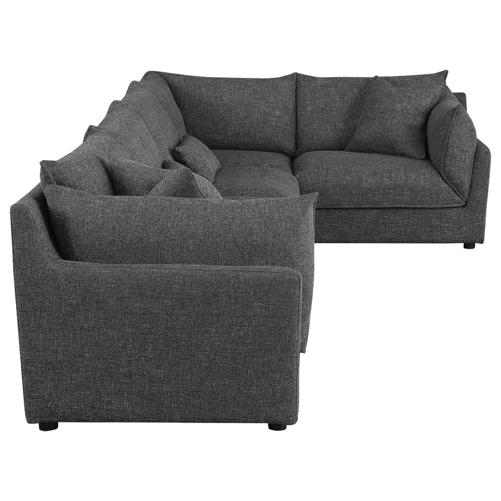 Sasha - 5 Piece Upholstered Modular Sectional - Barely Black