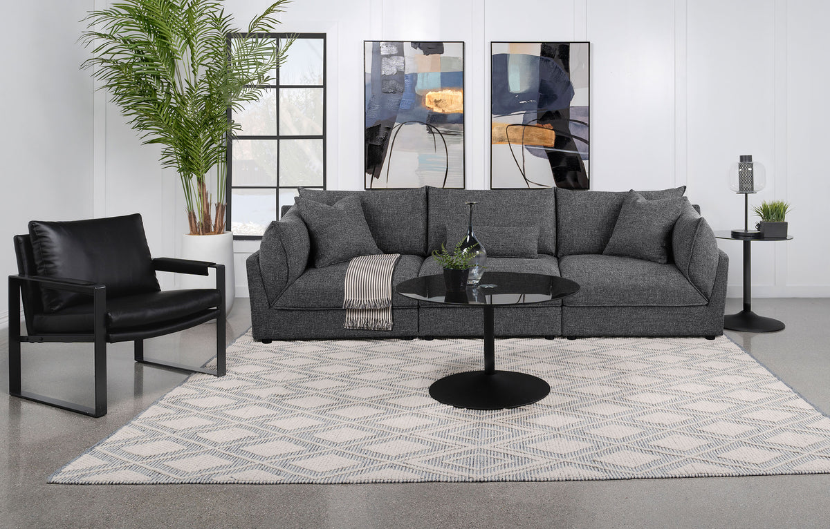 Sasha - 3 Piece Upholstered Sofa - Barely Black