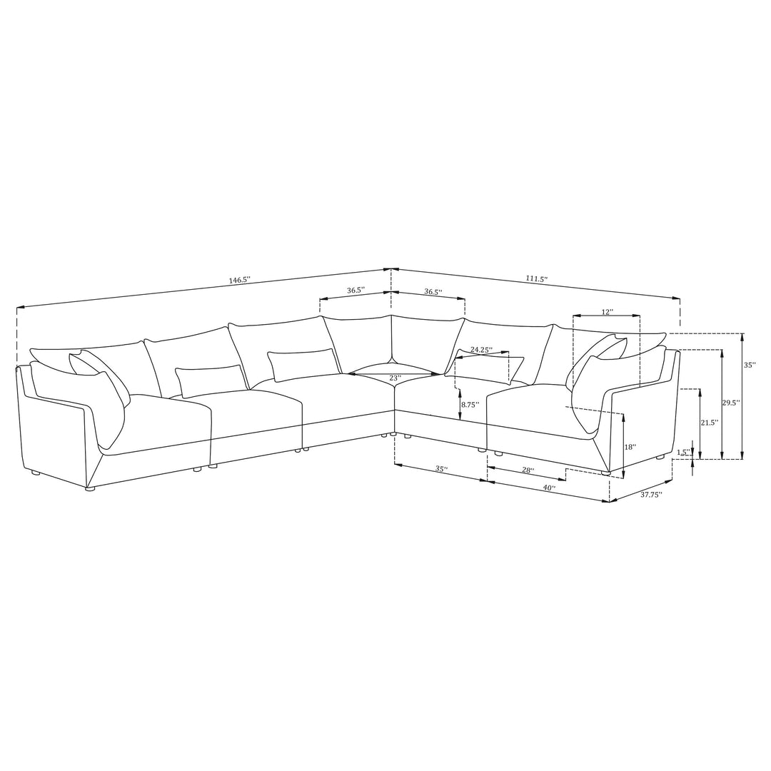 Sasha - 6 Piece Upholstered Modular Sectional - Barely Black