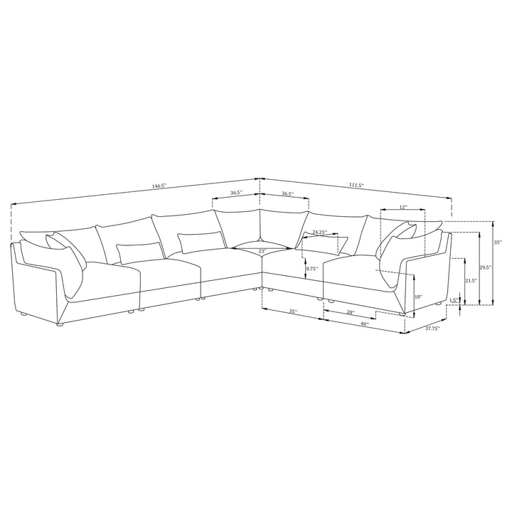 Sasha - 6 Piece Upholstered Modular Sectional - Barely Black