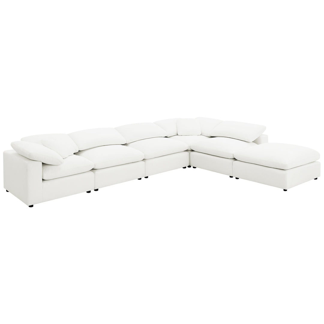 Raleigh - 6 Piece Boucle Upholstered Modular Sectional - Ivory