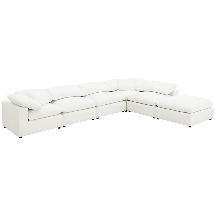 Raleigh - 6 Piece Boucle Upholstered Modular Sectional - Ivory