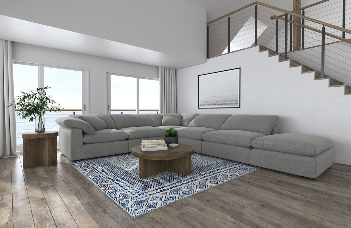 Raleigh - 6 Piece Upholstered Boucle Modular Sectional - Gray