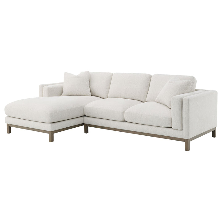 Coaster Furniture 551777 Geneva Boucle Upholstered Sectional Chaise Sofa Sand