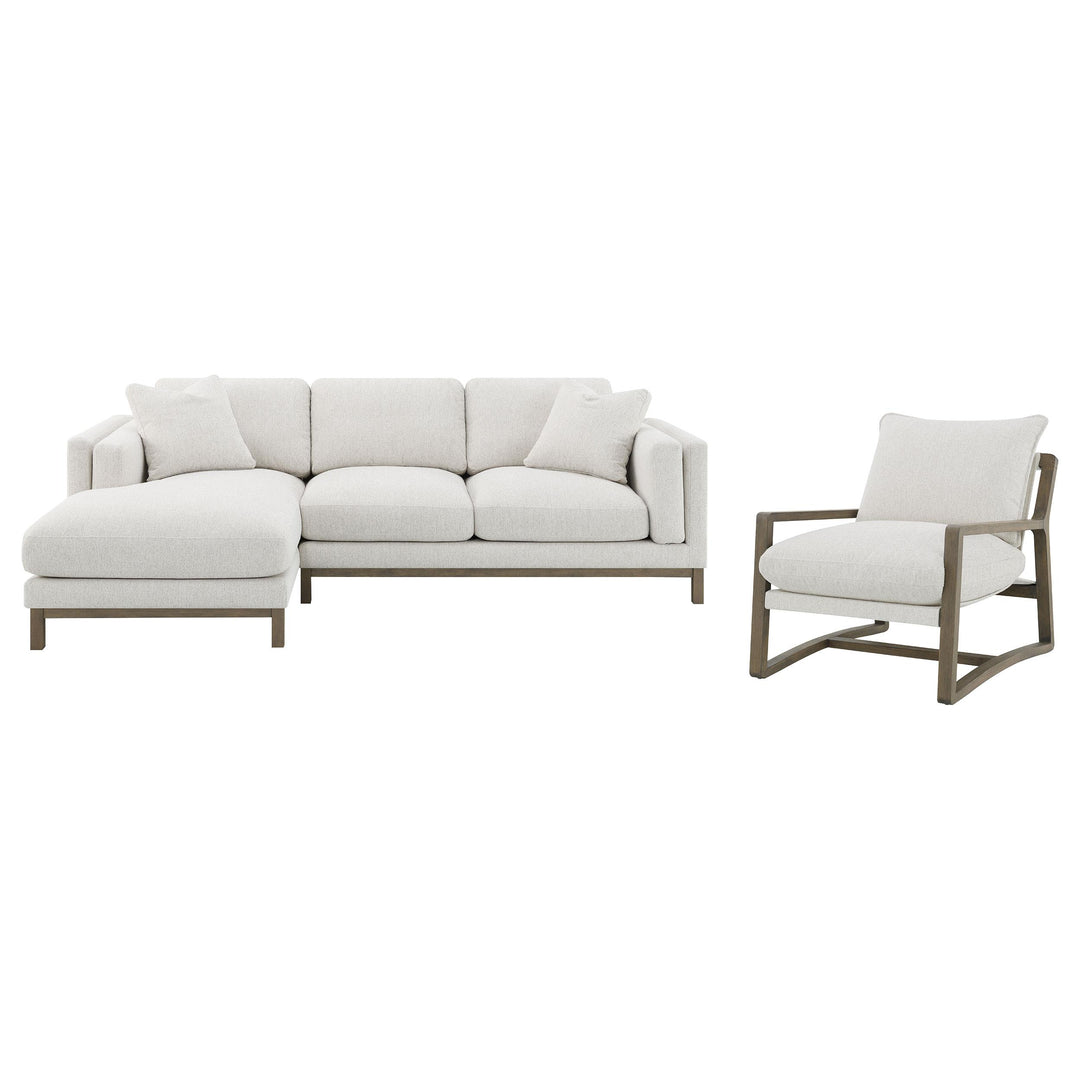 Coaster Furniture 551777 Geneva Boucle Upholstered Sectional Chaise Sofa Sand