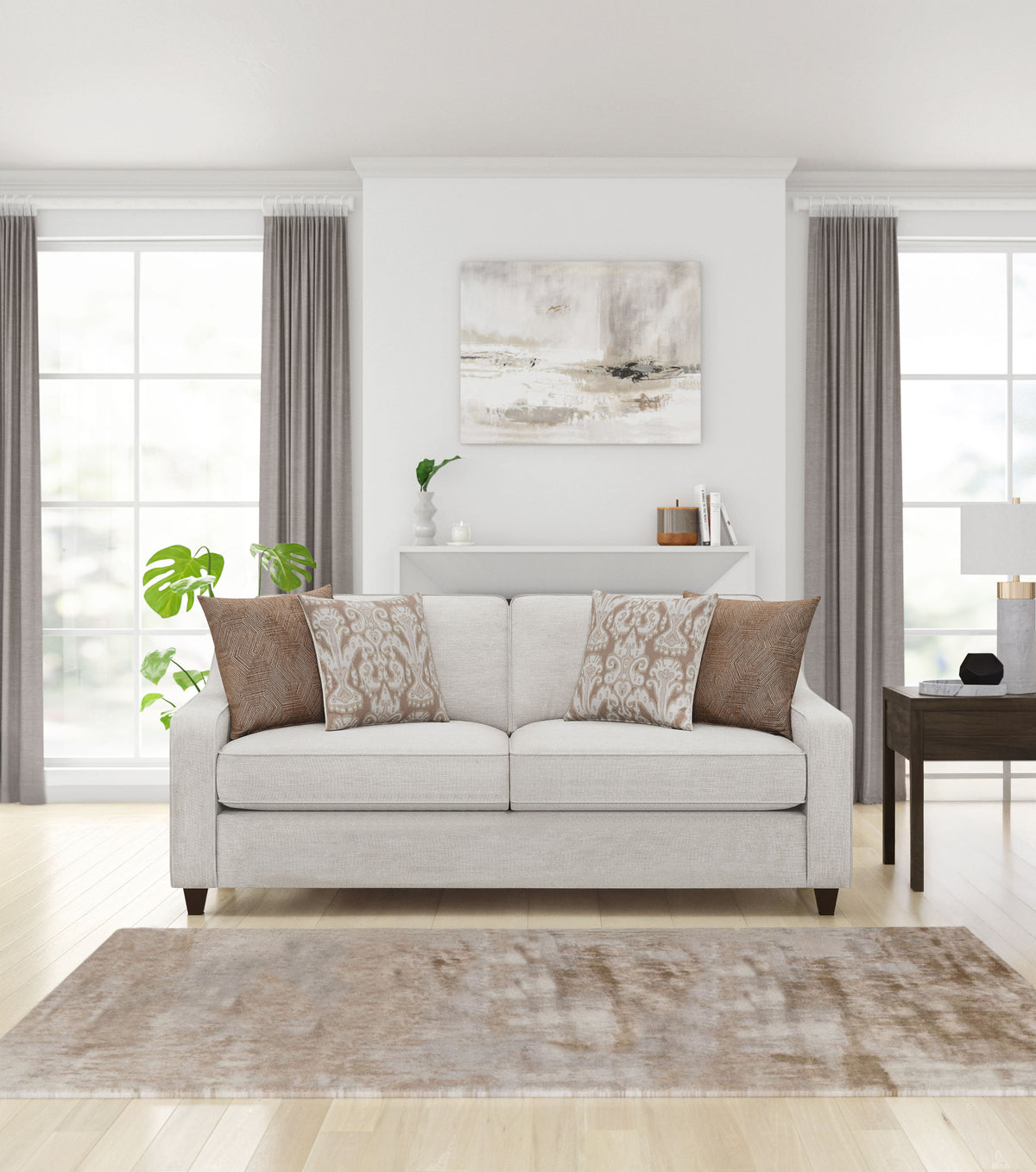 Christine - Upholstered Sloped Arm Sofa - Beige