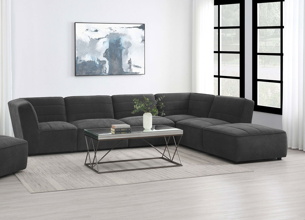 Sunny - 6 Piece Upholstered Modular Sectional Sofa - Charcoal