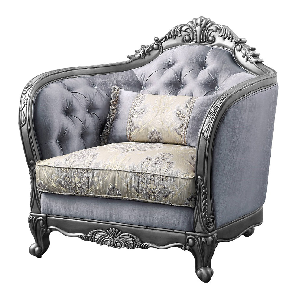 Ariadne Chair with Pillow in Fabric & Platinum
