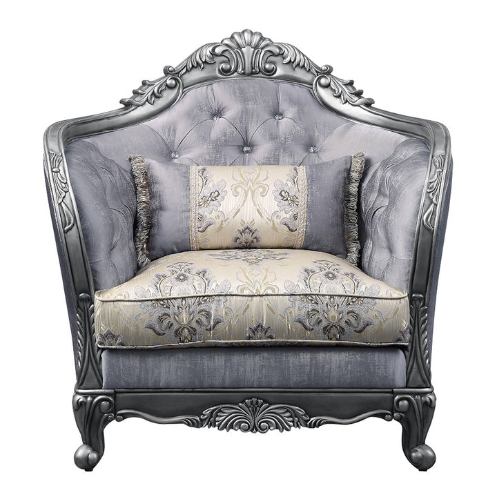Ariadne Chair with Pillow in Fabric &amp; Platinum
