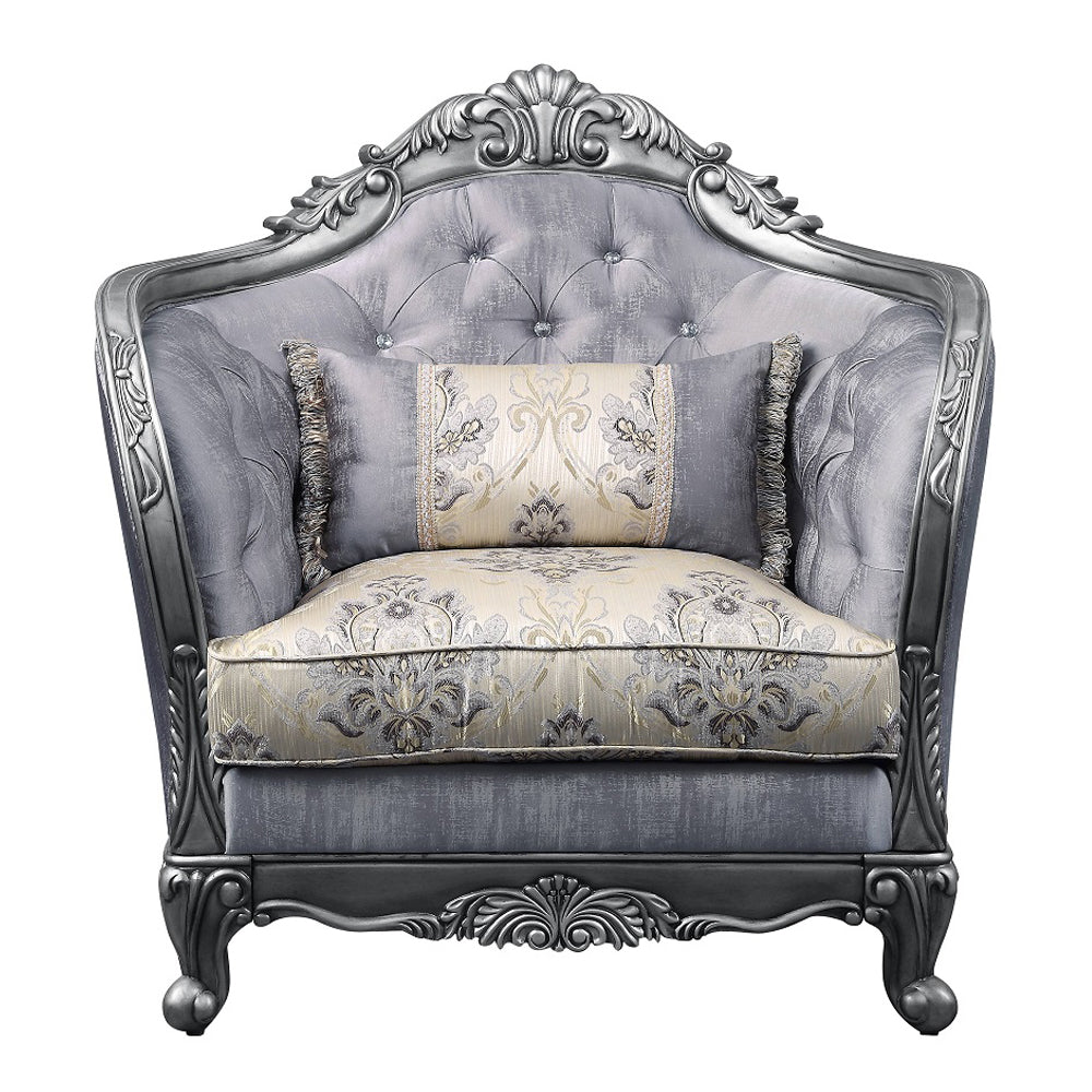 Ariadne Chair with Pillow in Fabric & Platinum