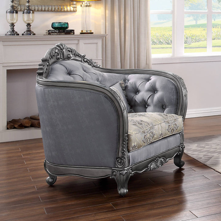Ariadne Chair with Pillow in Fabric &amp; Platinum
