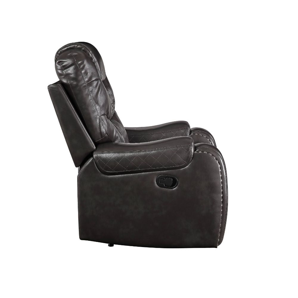 Braylon Motion Loveseat with Console in Magnetite Leatherette