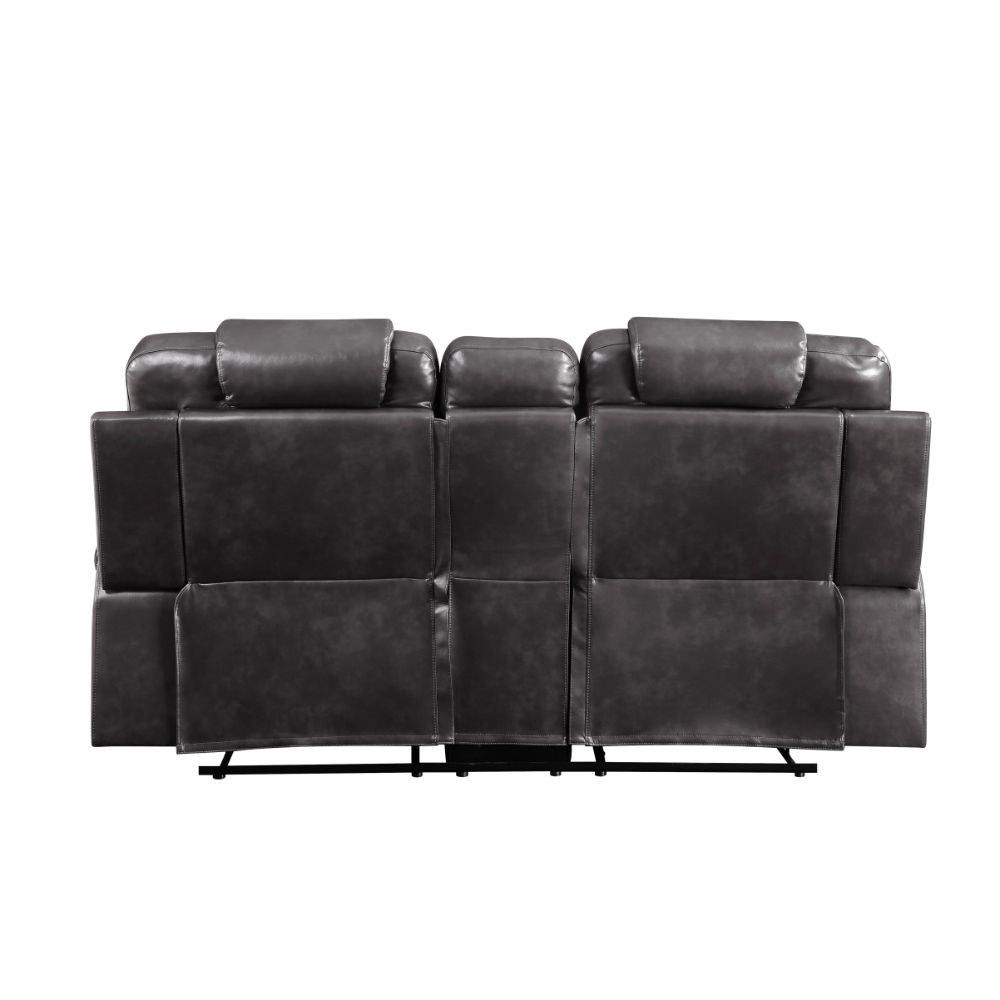 Braylon Motion Loveseat with Console in Magnetite Leatherette