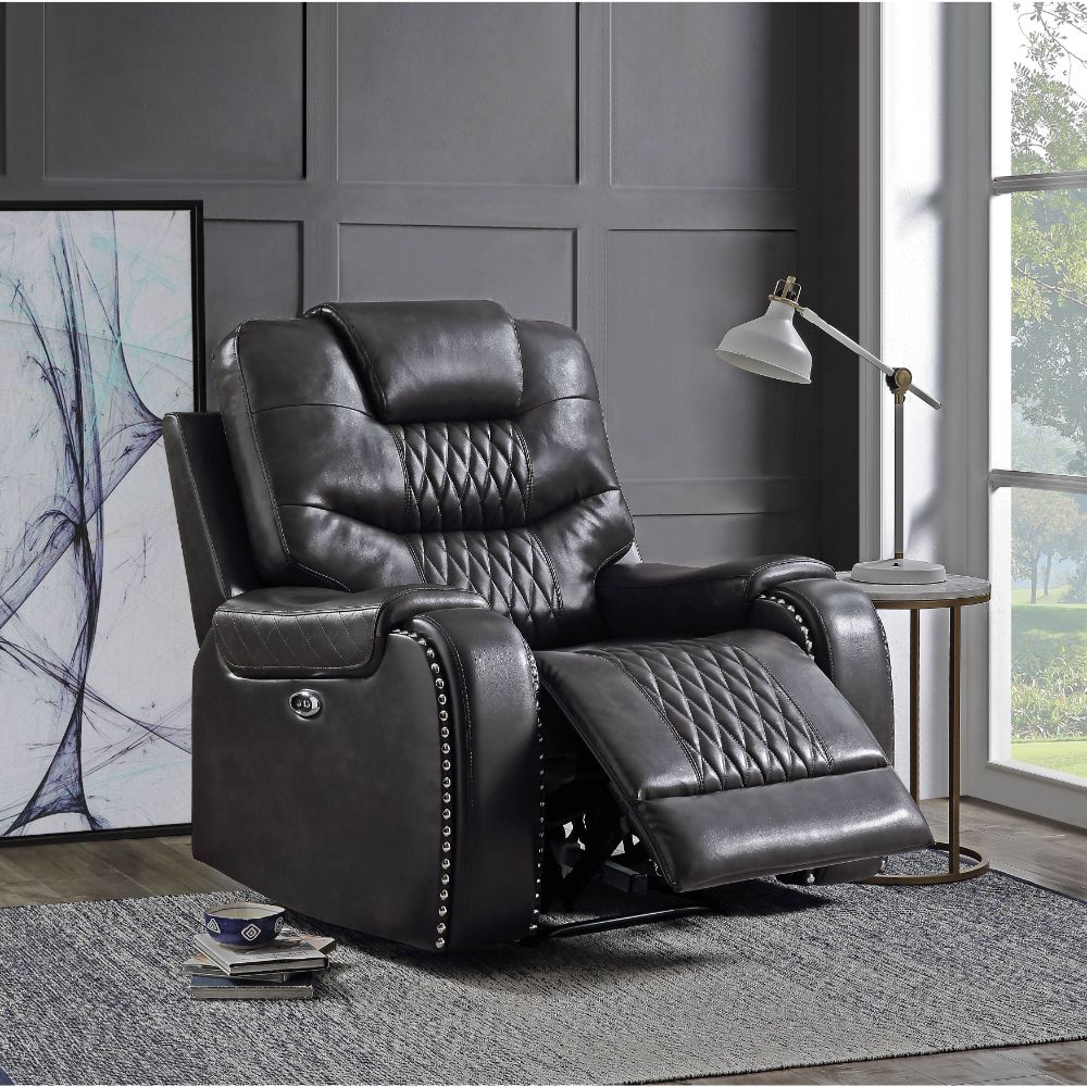 Braylon Power Motion Recliner in Magnetite Leatherette