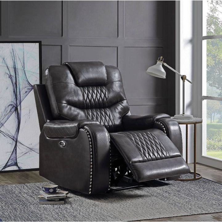 Braylon Power Motion Recliner in Magnetite Leatherette
