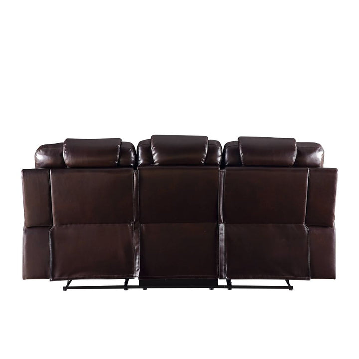 Braylon Motion Sofa in Brown Leatherette