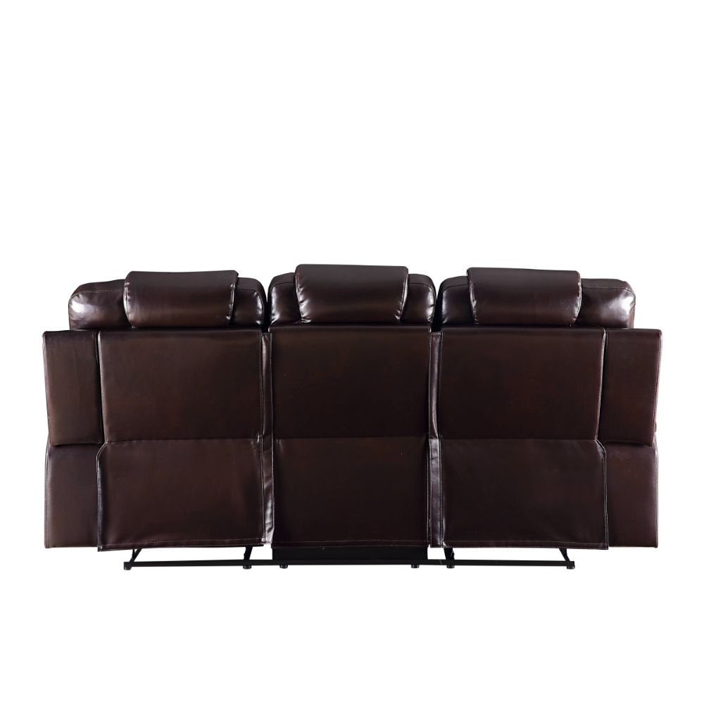 Braylon Motion Sofa in Brown Leatherette