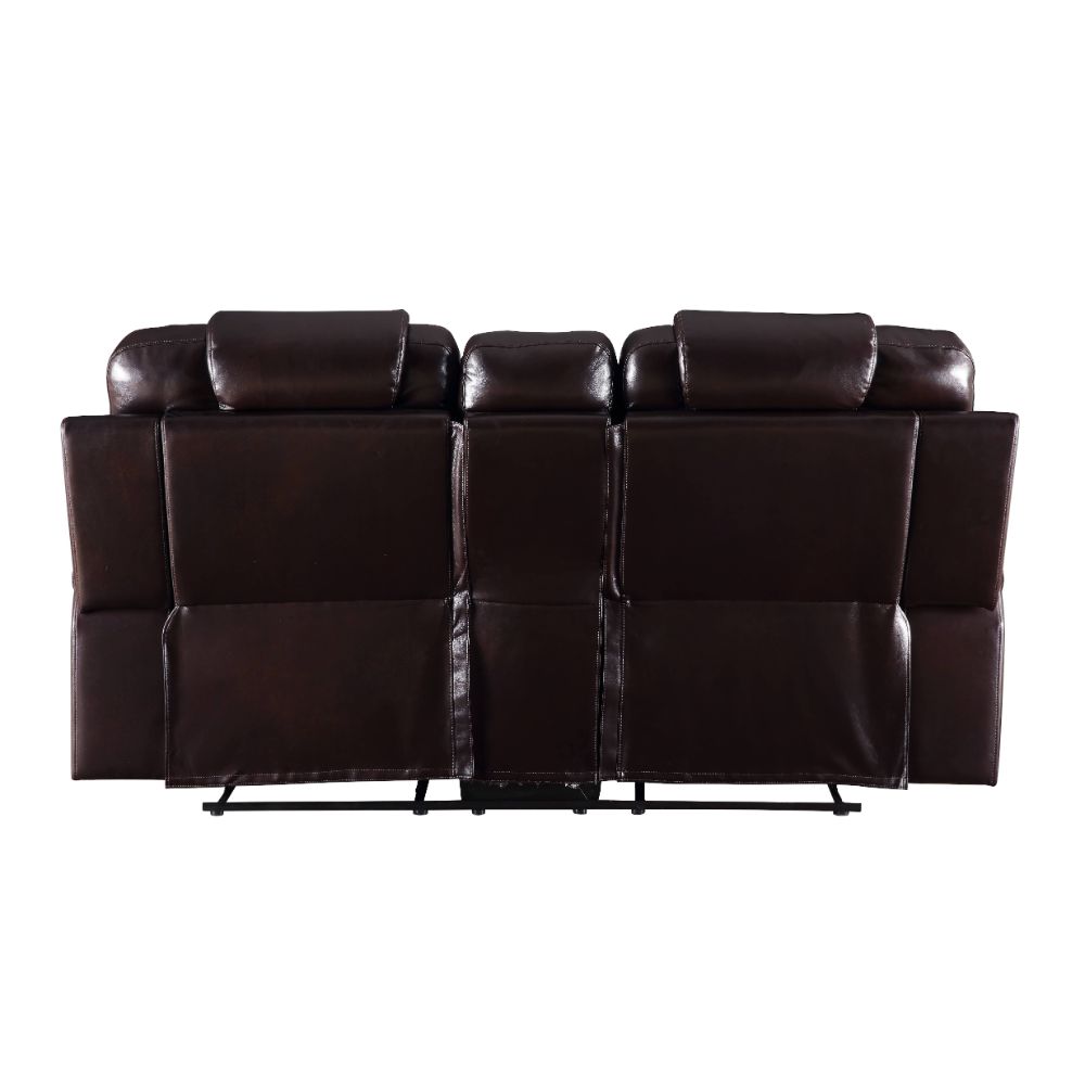 Braylon Motion Loveseat with Console in Brown Leatherette