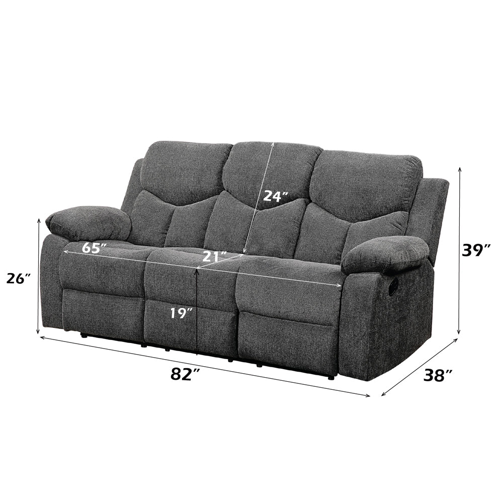 Kalen Motion Sofa in Gray Chenille - dimensions
