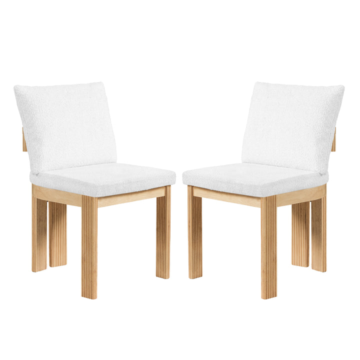 Boucle Rubberwood Dining Chair – Beige (Set of 2)