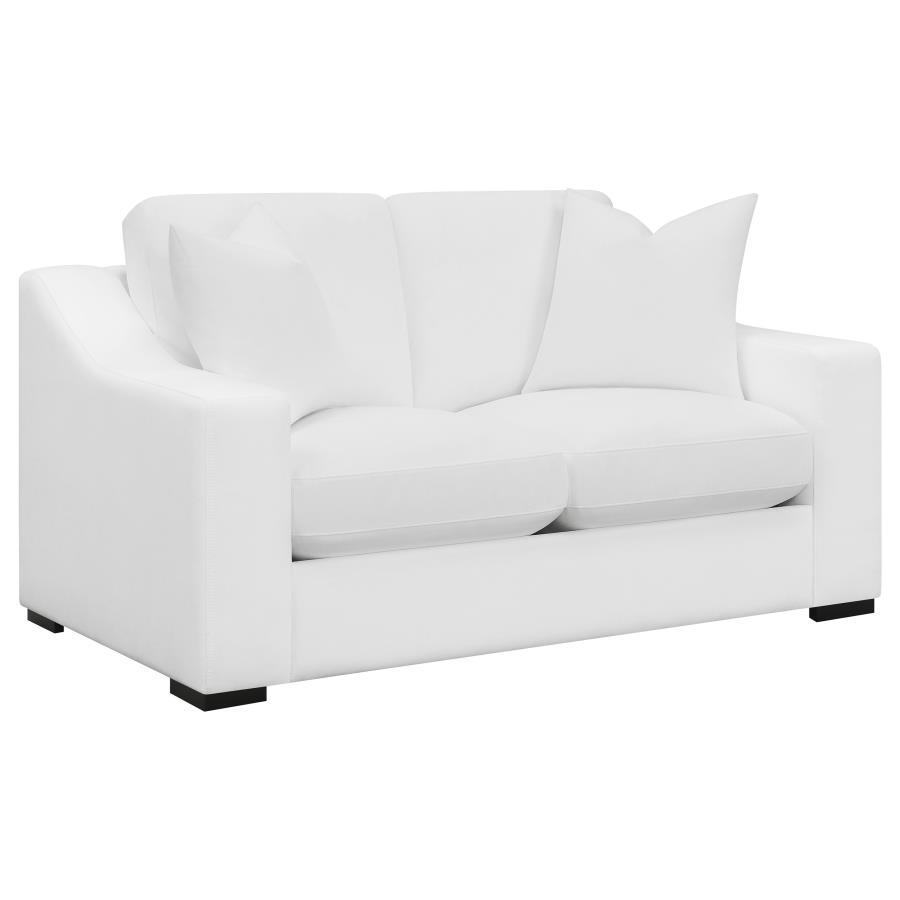 Coaster Furniture Ashlyn - Upholstered Sloped Arm Loveseat - White