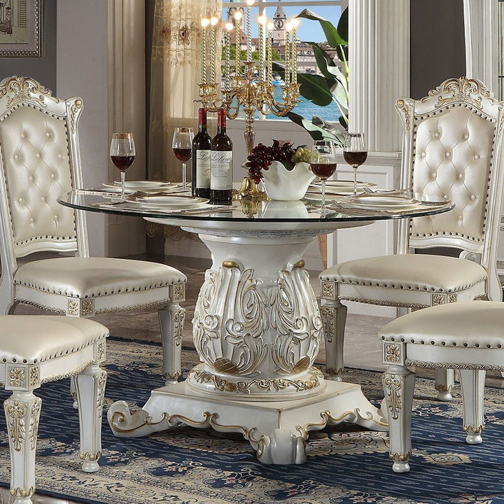 Vendome - Round Dining Table With Pedestal Base - Antique Pearl