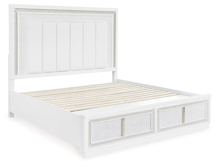 Chalanna - King Upholstered Storage Bed - White by Ashley Furniture product image