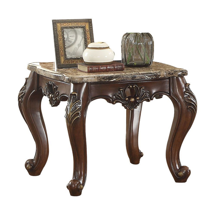 Devayne - End Table - Marble Top & Dark Walnut