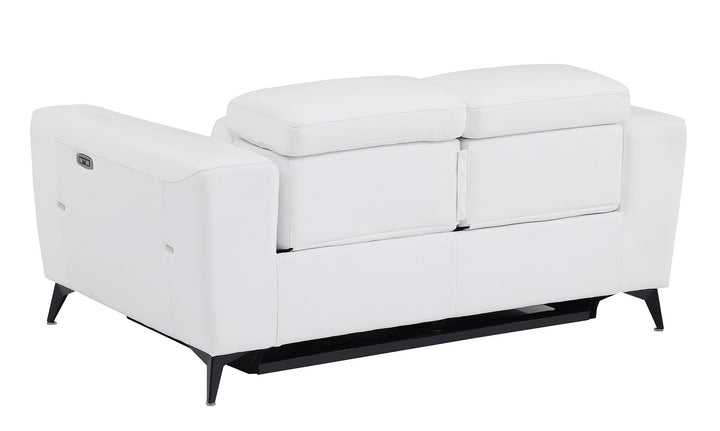 DivanItalia 989 Power Reclining 2-Piece Sofa Set with Power Headrest in Top-Grain Italian Leather - White