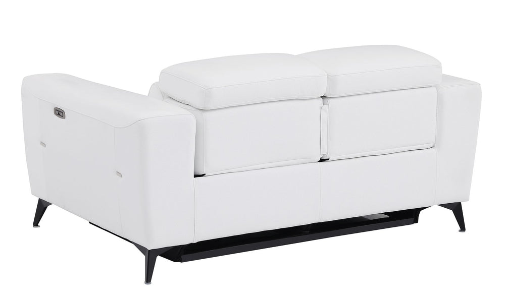 DivanItalia 989 Power Reclining 2-Piece Sofa Set with Power Headrest in Top-Grain Italian Leather - White