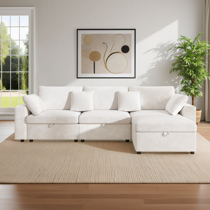 118" Oversized Cloud Sectional Couch with Storage Ottoman
