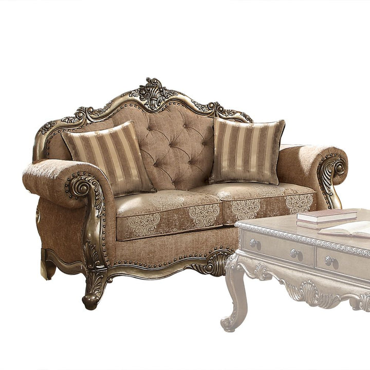 Ragenardus Loveseat with 2 Pillows in Fabric &amp; Vintage Oak