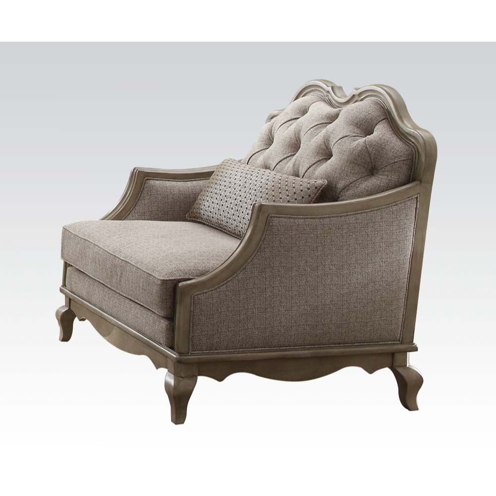Chelmsford Chair with Pillow in Beige Fabric & Antique Taupe