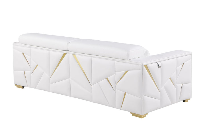 DivanItalia 1120 Sofa with Adjustable Headrest in Top-Grain Italian Leather - White