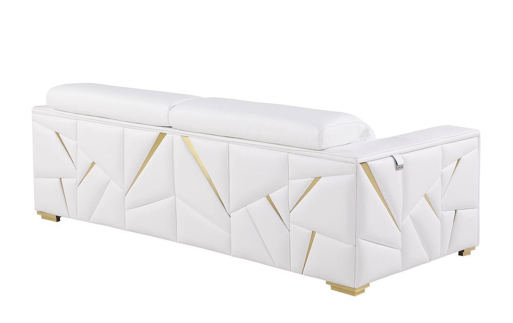 DivanItalia 1120 Sofa with Adjustable Headrest in Top-Grain Italian Leather - White