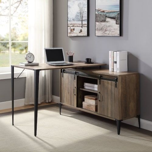 ACME Furniture Zakwani 48" Writing Desk Rustic Oak & Black