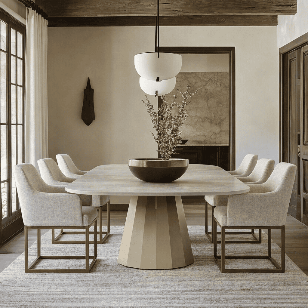 Vela - Modern Ceramic + Brass Dining Table