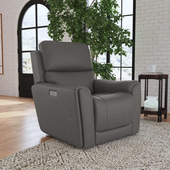 Carter Fabric Power Recliner with Power Headrest &amp; Lumbar in Smoke