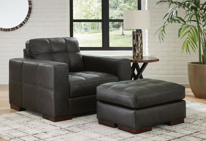 Luigi Oversized Chair and Ottoman - Thunder (1)