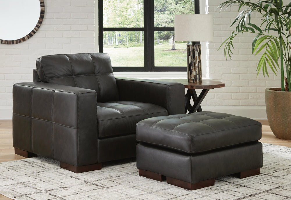 Luigi Oversized Chair and Ottoman - Thunder (1)