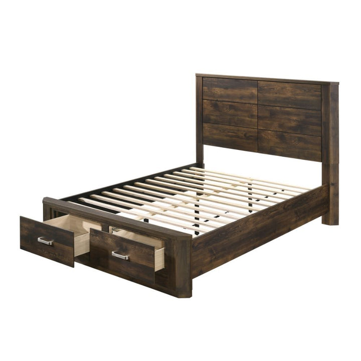 Elettra - Queen Bed With Storage - Rustic Walnut